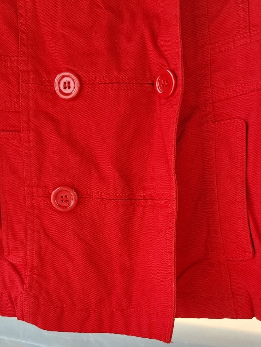 Divided Red Double-Breasted Jean Jacket - Picture 5 of 8